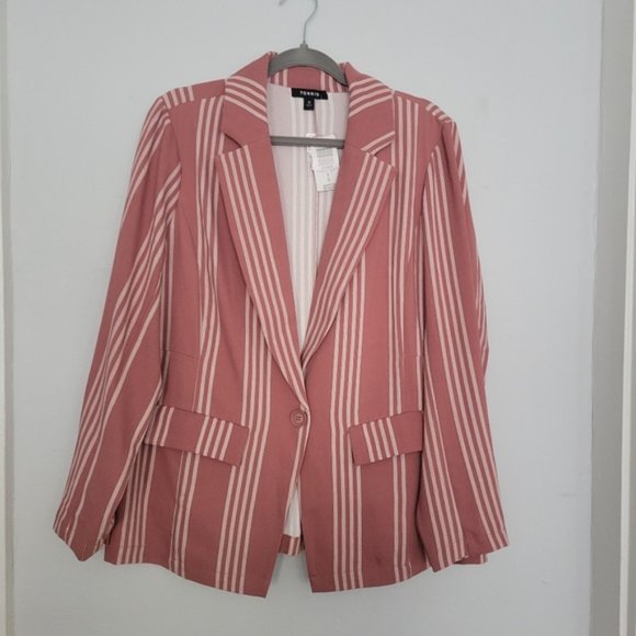 Torrid Pink Striped Blazer EUC - Picture 4 of 4